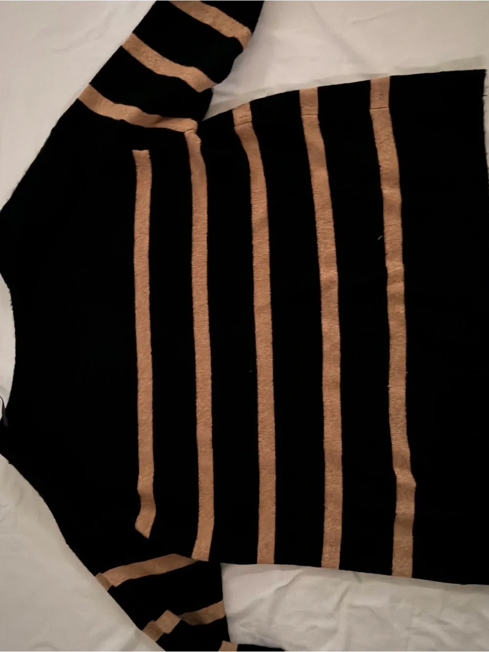 Torrid Women’s Rib-Knit Pullover Sweater Black/Beige Stripe Size 2 Boat Neck